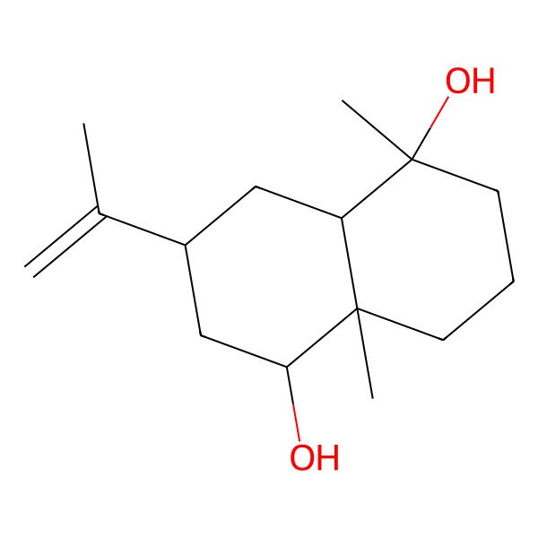 2D Structure of 5,8a-Dimethyl-3-prop-1-en-2-yl-1,2,3,4,4a,6,7,8-octahydronaphthalene-1,5-diol