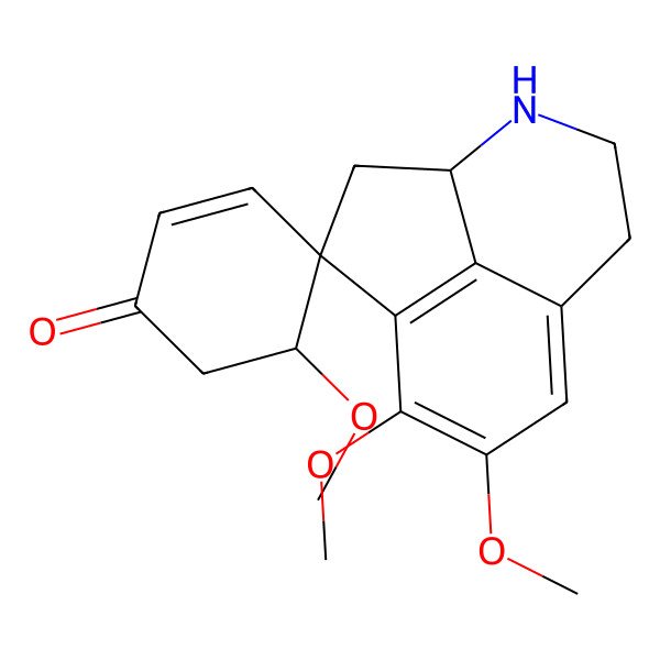 2D Structure of (2S,4R,5'S)-5',10,11-trimethoxyspiro[5-azatricyclo[6.3.1.04,12]dodeca-1(12),8,10-triene-2,4'-cyclohex-2-ene]-1'-one