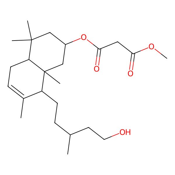 2D Structure of 3-O-[(2R,4aR,8R,8aS)-8-[(3S)-5-hydroxy-3-methylpentyl]-4,4,7,8a-tetramethyl-1,2,3,4a,5,8-hexahydronaphthalen-2-yl] 1-O-methyl propanedioate