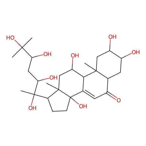 2D Structure of 2,3,11,14-tetrahydroxy-10,13-dimethyl-17-(2,3,5,6-tetrahydroxy-6-methylheptan-2-yl)-2,3,4,5,9,11,12,15,16,17-decahydro-1H-cyclopenta[a]phenanthren-6-one