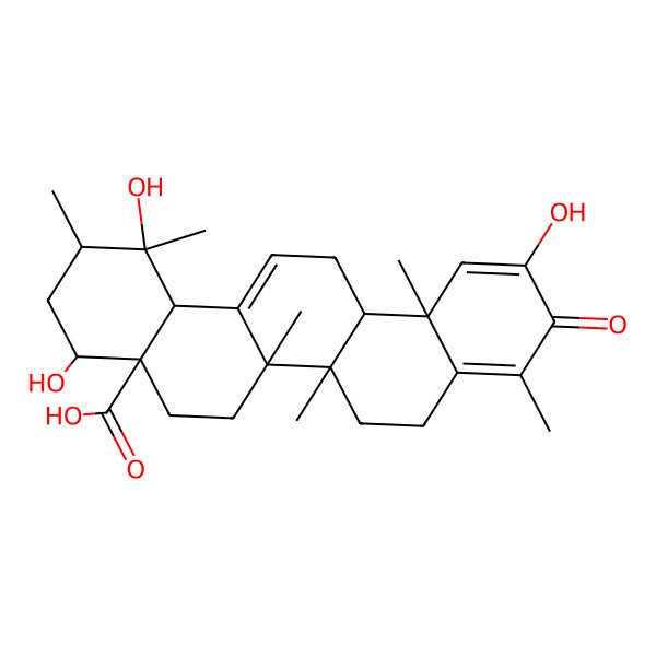 2D Structure of (1R,2R,4S,4aS,6aS,6aS,6bR,12aS,14bS)-1,4,11-trihydroxy-1,2,6a,6b,9,12a-hexamethyl-10-oxo-2,3,4,5,6,6a,7,8,13,14b-decahydropicene-4a-carboxylic acid 2D Structure of (1R,2R,4S,4aS,6aS,6aS,6bR,12aS,14bS)-1,4,11-trihydroxy-1,2,6a,6b,9,12a-hexamethyl-10-oxo-2,3,4,5,6,6a,7,8,13,14b-decahydropicene-4a-carboxylic acid