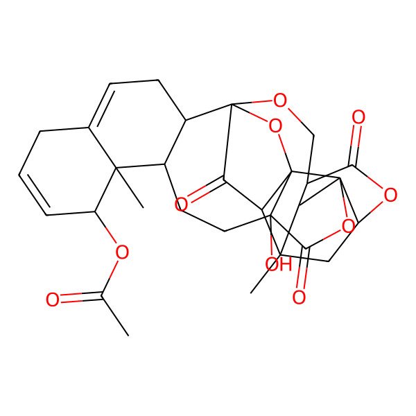 2D Structure of [(1R,2S,5S,8S,9R,10S,17R,18R,21S,24R,26S,27S)-5-hydroxy-2,9,26-trimethyl-4,22,29-trioxo-3,19,23,28-tetraoxaoctacyclo[16.9.1.118,27.01,5.02,24.08,17.09,14.021,26]nonacosa-11,14-dien-10-yl] acetate