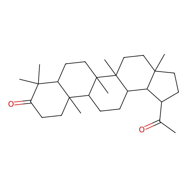 2D Structure of 1-acetyl-3a,5a,5b,8,8,11a-hexamethyl-2,3,4,5,6,7,7a,10,11,11b,12,13,13a,13b-tetradecahydro-1H-cyclopenta[a]chrysen-9-one