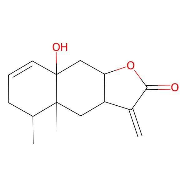 2D Structure of (3aR,4aR,5S,8aS,9aR)-8a-hydroxy-4a,5-dimethyl-3-methylidene-3a,4,5,6,9,9a-hexahydrobenzo[f][1]benzofuran-2-one