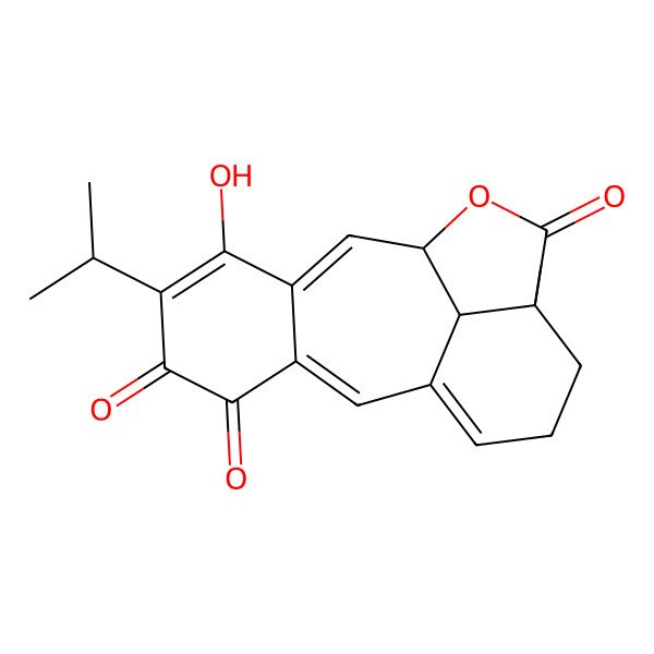 2D Structure of (10S,13S,17R)-7-hydroxy-13-methyl-6-propan-2-yl-11-oxatetracyclo[8.6.1.03,8.013,17]heptadeca-1(16),2,6,8-tetraene-4,5,12-trione