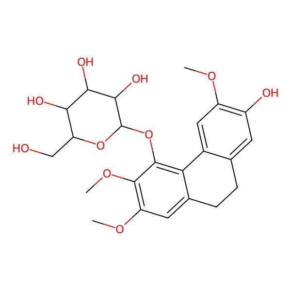 2D Structure of (2R,3S,4S,5R,6S)-2-(hydroxymethyl)-6-[(7-hydroxy-2,3,6-trimethoxy-9,10-dihydrophenanthren-4-yl)oxy]oxane-3,4,5-triol