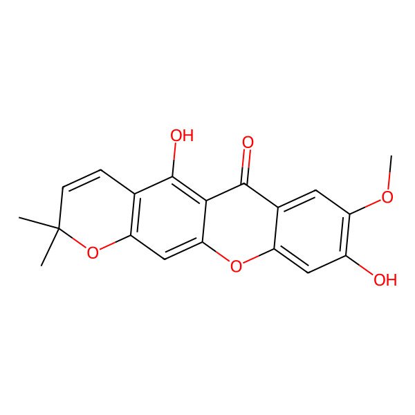 2D Structure of 5,9-Dihydroxy-8-methoxy-2,2-dimethylpyrano[3,2-b]xanthen-6-one