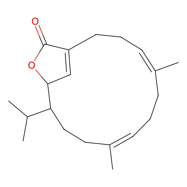 2D Structure of 5,9-Dimethyl-12-propan-2-yl-14-oxabicyclo[11.2.1]hexadeca-1(16),4,8-trien-15-one