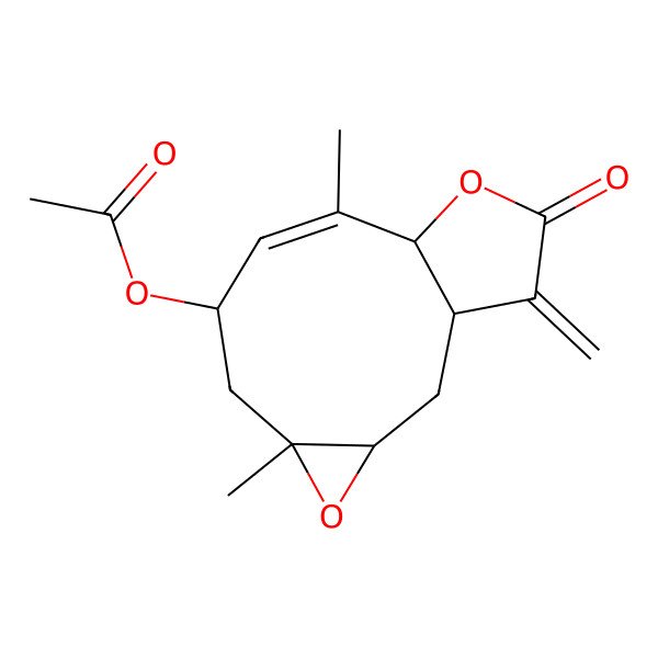 2D Structure of (5,9-Dimethyl-13-methylidene-12-oxo-4,11-dioxatricyclo[8.3.0.03,5]tridec-8-en-7-yl) acetate
