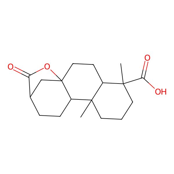 2D Structure of 5,9-Dimethyl-14-oxo-15-oxatetracyclo[11.2.1.01,10.04,9]hexadecane-5-carboxylic acid