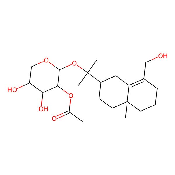 2D Structure of [(2S,3R,4S,5R)-2-[2-[(2R,4aR)-8-(hydroxymethyl)-4a-methyl-2,3,4,5,6,7-hexahydro-1H-naphthalen-2-yl]propan-2-yloxy]-4,5-dihydroxyoxan-3-yl] acetate