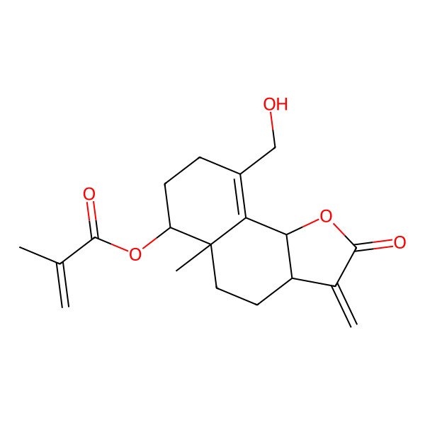 2D Structure of [9-(hydroxymethyl)-5a-methyl-3-methylidene-2-oxo-4,5,6,7,8,9b-hexahydro-3aH-benzo[g][1]benzofuran-6-yl] 2-methylprop-2-enoate