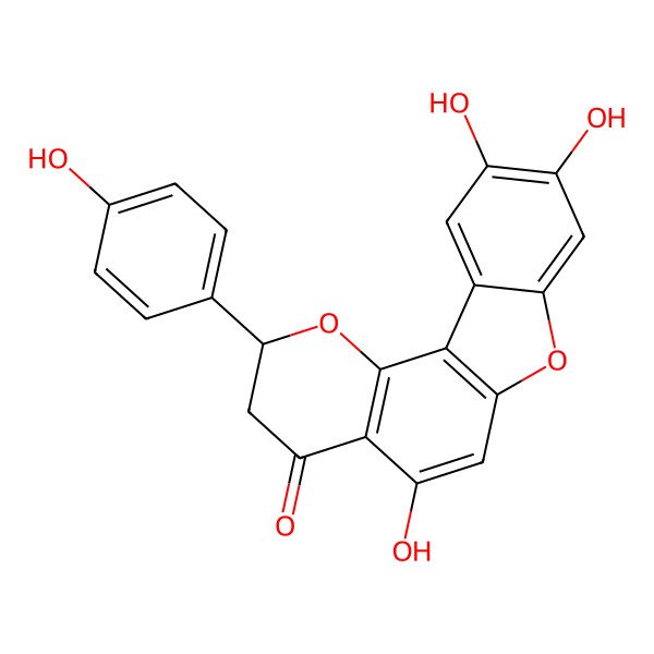 2D Structure of 5,9,10-Trihydroxy-2-(4-hydroxyphenyl)-2,3-dihydro-[1]benzofuro[2,3-h]chromen-4-one