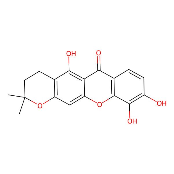 2D Structure of 5,9,10-Trihydroxy-2,2-dimethyl-3,4-dihydropyrano[3,2-b]xanthen-6-one