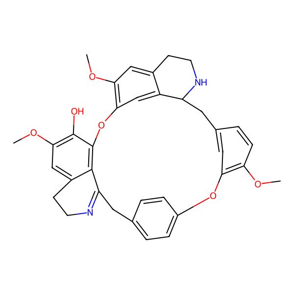 2D Structure of 6,20,25-Trimethoxy-8,23-dioxa-15,30-diazaheptacyclo[22.6.2.29,12.13,7.114,18.027,31.022,33]hexatriaconta-3(36),4,6,9(35),10,12(34),14,18,20,22(33),24,26,31-tridecaen-21-ol