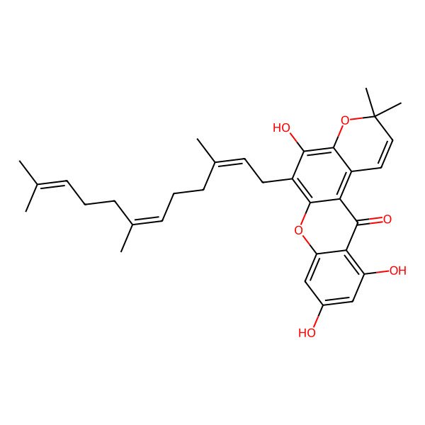 2D Structure of 5,9,11-Trihydroxy-3,3-dimethyl-6-(3,7,11-trimethyldodeca-2,6,10-trienyl)pyrano[3,2-a]xanthen-12-one