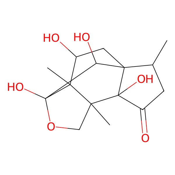 2D Structure of 5,9,11,13-Tetrahydroxy-2,6,10-trimethyl-8-oxatetracyclo[7.3.1.01,5.06,10]tridecan-4-one