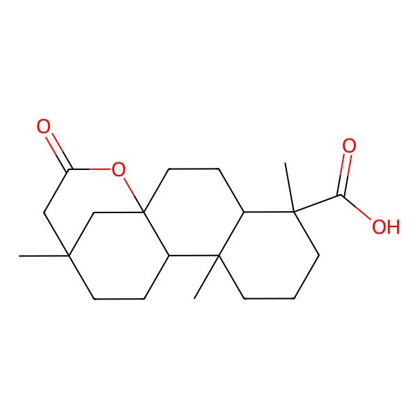 2D Structure of 5,9,13-Trimethyl-15-oxo-16-oxatetracyclo[11.3.1.01,10.04,9]heptadecane-5-carboxylic acid