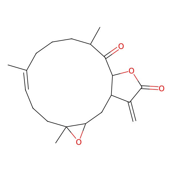 2D Structure of 5,9,13-Trimethyl-18-methylidene-4,16-dioxatricyclo[13.3.0.03,5]octadec-8-ene-14,17-dione