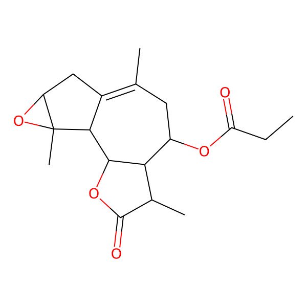 2D Structure of (5,9,14-Trimethyl-4-oxo-3,13-dioxatetracyclo[8.4.0.02,6.012,14]tetradec-9-en-7-yl) propanoate