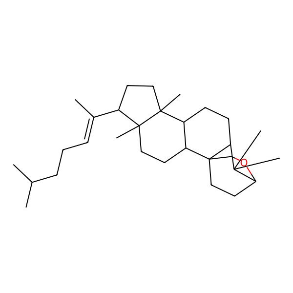 2D Structure of 5,9,14,14-Tetramethyl-6-(6-methylhept-2-en-2-yl)-16-oxapentacyclo[13.2.2.01,13.02,10.05,9]nonadecane