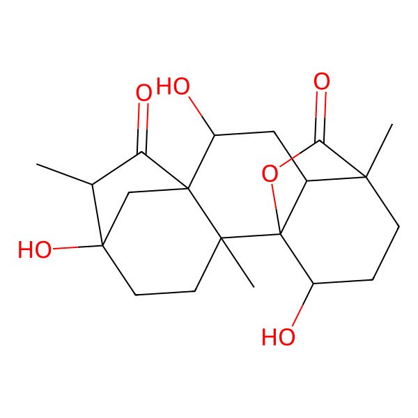 2D Structure of 5,9,15-Trihydroxy-2,6,12-trimethyl-16-oxapentacyclo[10.3.2.15,8.01,11.02,8]octadecane-7,17-dione