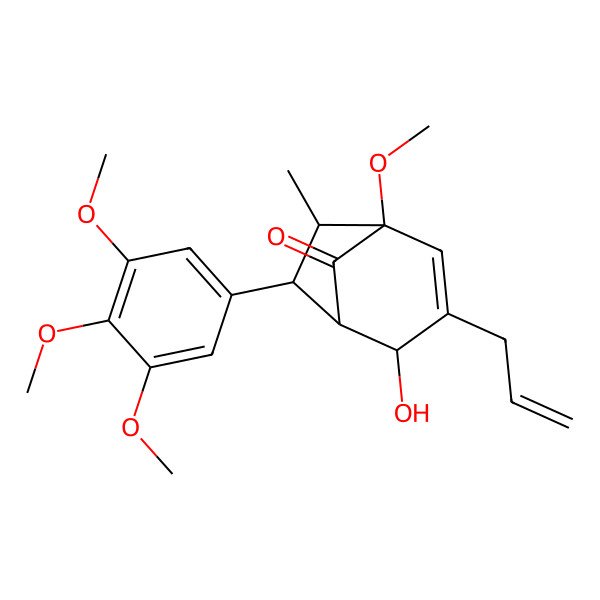 2D Structure of (1S,4R,5S,6S,7S)-4-hydroxy-1-methoxy-7-methyl-3-prop-2-enyl-6-(3,4,5-trimethoxyphenyl)bicyclo[3.2.1]oct-2-en-8-one