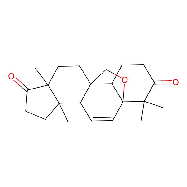 2D Structure of 5,9,17,17-Tetramethyl-18-oxapentacyclo[10.5.2.01,13.04,12.05,9]nonadec-2-ene-8,16-dione