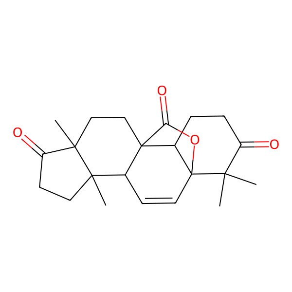 2D Structure of 5,9,17,17-Tetramethyl-18-oxapentacyclo[10.5.2.01,13.04,12.05,9]nonadec-2-ene-8,16,19-trione