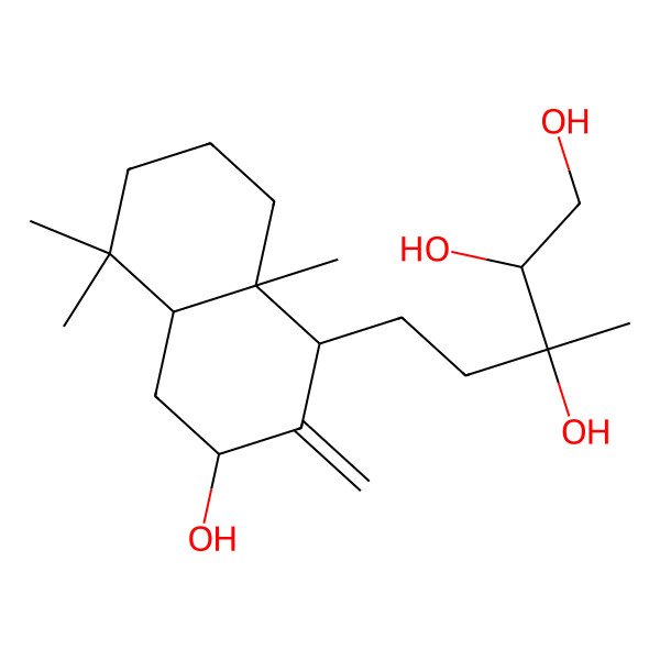 2D Structure of (2R,3R)-5-[(1R,3R,4aS,8aS)-3-hydroxy-5,5,8a-trimethyl-2-methylidene-3,4,4a,6,7,8-hexahydro-1H-naphthalen-1-yl]-3-methylpentane-1,2,3-triol