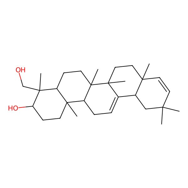 2D Structure of (3S,4S,6aR,8aS,12aR,14bR)-4-(hydroxymethyl)-4,6a,6b,8a,11,11,14b-heptamethyl-1,2,3,4a,5,6,7,8,12,12a,14,14a-dodecahydropicen-3-ol