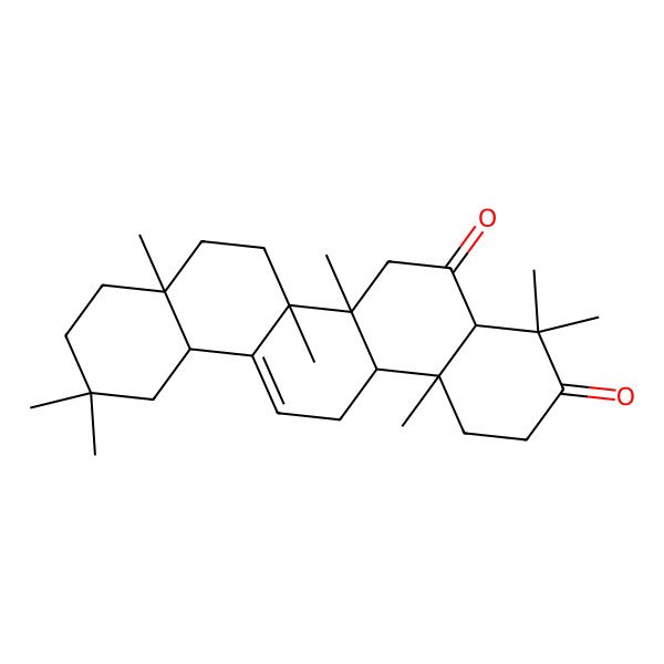 2D Structure of (4aR,6aR,6bS,8aR,12aR,14aR,14bR)-4,4,6a,6b,8a,11,11,14b-octamethyl-1,2,4a,6,7,8,9,10,12,12a,14,14a-dodecahydropicene-3,5-dione