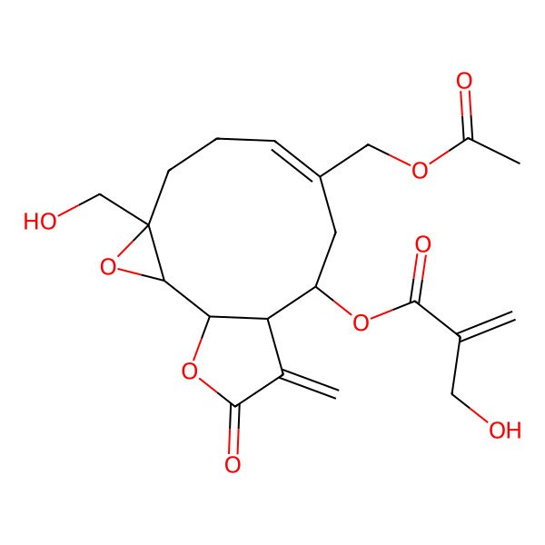 2D Structure of [(1S,2R,4S,7Z,10S,11R)-8-(acetyloxymethyl)-4-(hydroxymethyl)-12-methylidene-13-oxo-3,14-dioxatricyclo[9.3.0.02,4]tetradec-7-en-10-yl] 2-(hydroxymethyl)prop-2-enoate