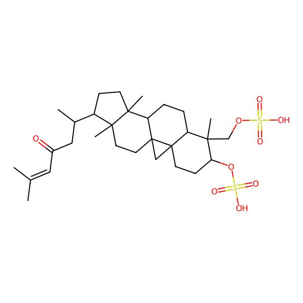 2D Structure of [(1S,3R,6S,7R,8R,11S,12S,15R,16R)-7,12,16-trimethyl-15-[(2R)-6-methyl-4-oxohept-5-en-2-yl]-7-(sulfooxymethyl)-6-pentacyclo[9.7.0.01,3.03,8.012,16]octadecanyl] hydrogen sulfate