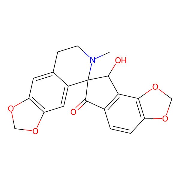 2D Structure of (5S,8'R)-8'-hydroxy-6-methylspiro[7,8-dihydro-[1,3]dioxolo[4,5-g]isoquinoline-5,7'-8H-cyclopenta[g][1,3]benzodioxole]-6'-one