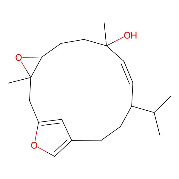 2D Structure of (3S,5S,8S,11S)-3,8-dimethyl-11-propan-2-yl-4,16-dioxatricyclo[12.2.1.03,5]heptadeca-1(17),9,14-trien-8-ol