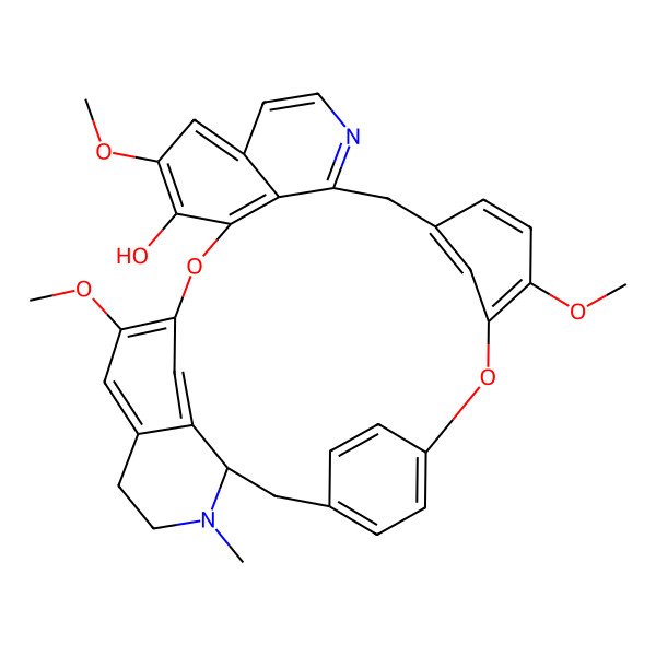 2D Structure of (1R)-9,20,25-trimethoxy-30-methyl-7,23-dioxa-15,30-diazaheptacyclo[22.6.2.23,6.18,12.114,18.027,31.022,33]hexatriaconta-3(36),4,6(35),8,10,12(34),14,16,18,20,22(33),24,26,31-tetradecaen-21-ol