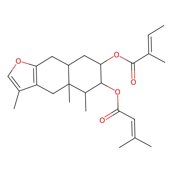 2D Structure of [(4aR,5R,6S,7S,8aS)-3,4a,5-trimethyl-6-(3-methylbut-2-enoyloxy)-5,6,7,8,8a,9-hexahydro-4H-benzo[f][1]benzofuran-7-yl] (Z)-2-methylbut-2-enoate