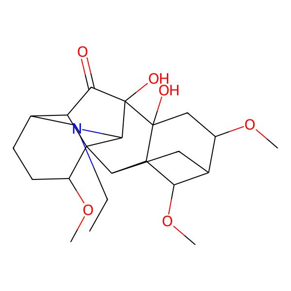2D Structure of 11-Ethyl-8,9-dihydroxy-4,6,16-trimethoxy-11-azahexacyclo[7.7.2.12,5.01,10.03,8.013,17]nonadecan-18-one
