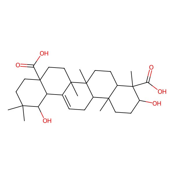 2D Structure of 3,12-Dihydroxy-4,6a,6b,11,11,14b-hexamethyl-1,2,3,4a,5,6,7,8,9,10,12,12a,14,14a-tetradecahydropicene-4,8a-dicarboxylic acid 2D Structure of 3,12-Dihydroxy-4,6a,6b,11,11,14b-hexamethyl-1,2,3,4a,5,6,7,8,9,10,12,12a,14,14a-tetradecahydropicene-4,8a-dicarboxylic acid
