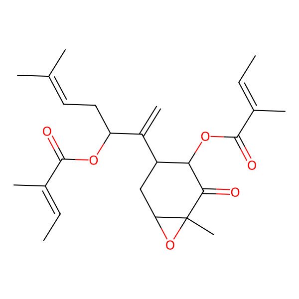 2D Structure of [(1S,3S,4S,6S)-1-methyl-4-[(3S)-6-methyl-3-[(Z)-2-methylbut-2-enoyl]oxyhepta-1,5-dien-2-yl]-2-oxo-7-oxabicyclo[4.1.0]heptan-3-yl] (Z)-2-methylbut-2-enoate