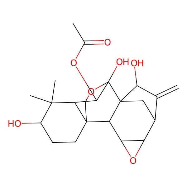 2D Structure of [(1R,2S,3R,5S,6R,8R,9S,10S,11S,12S,14R)-8,10,14-trihydroxy-13,13-dimethyl-7-methylidene-4,18-dioxahexacyclo[8.6.2.16,9.01,12.02,9.03,5]nonadecan-11-yl] acetate