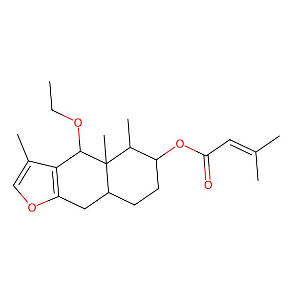 2D Structure of [(4S,4aS,5R,6S,8aR)-4-ethoxy-3,4a,5-trimethyl-5,6,7,8,8a,9-hexahydro-4H-benzo[f][1]benzofuran-6-yl] 3-methylbut-2-enoate