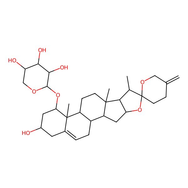 2D Structure of 2-(16-Hydroxy-7,9,13-trimethyl-5'-methylidenespiro[5-oxapentacyclo[10.8.0.02,9.04,8.013,18]icos-18-ene-6,2'-oxane]-14-yl)oxyoxane-3,4,5-triol