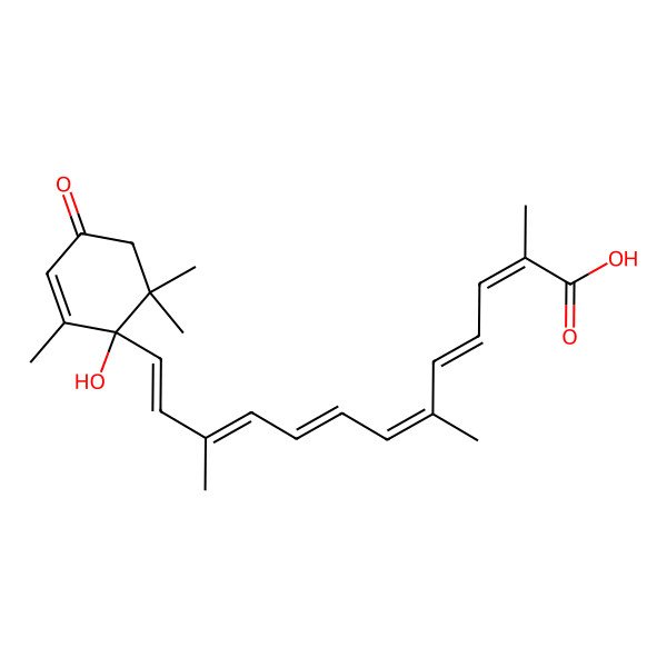 2D Structure of (2E,4E,6E,8E,10E,12E)-13-[(1S)-1-hydroxy-2,6,6-trimethyl-4-oxocyclohex-2-en-1-yl]-2,6,11-trimethyltrideca-2,4,6,8,10,12-hexaenoic acid