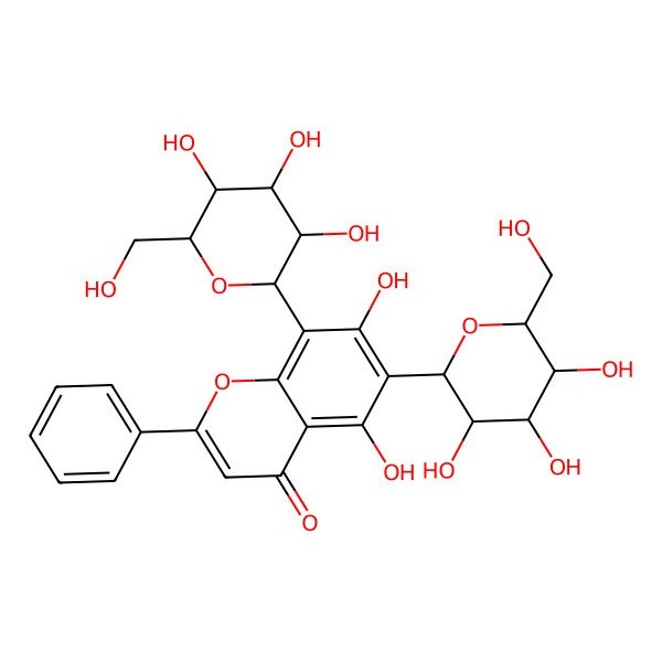 2D Structure of 5,7-dihydroxy-2-phenyl-6,8-bis[(2S,3R,4R,5S,6R)-3,4,5-trihydroxy-6-(hydroxymethyl)oxan-2-yl]chromen-4-one
