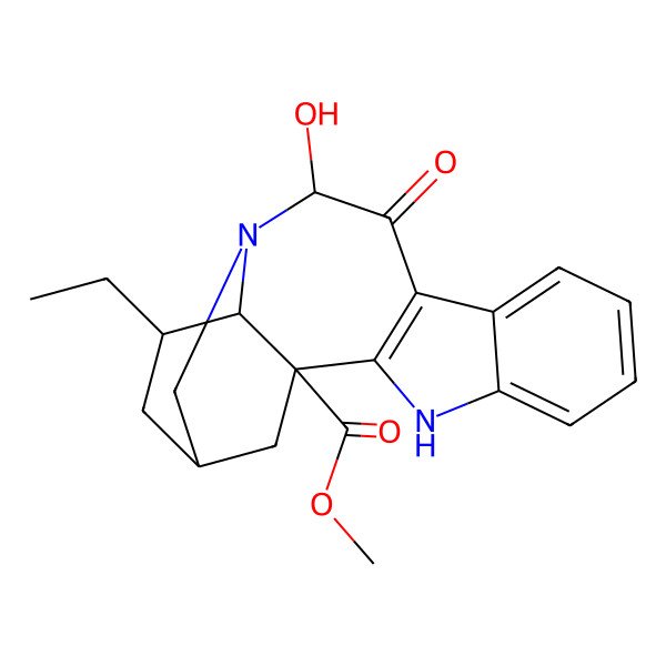 2D Structure of methyl (1S,12S,15R,17S,18S)-17-ethyl-12-hydroxy-11-oxo-3,13-diazapentacyclo[13.3.1.02,10.04,9.013,18]nonadeca-2(10),4,6,8-tetraene-1-carboxylate