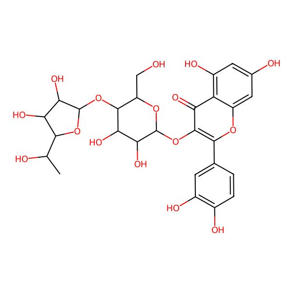 2D Structure of 3-[(2S,3R,4R,5S,6R)-5-[(2S,3R,4S,5S)-3,4-dihydroxy-5-[(1S)-1-hydroxyethyl]oxolan-2-yl]oxy-3,4-dihydroxy-6-(hydroxymethyl)oxan-2-yl]oxy-2-(3,4-dihydroxyphenyl)-5,7-dihydroxychromen-4-one