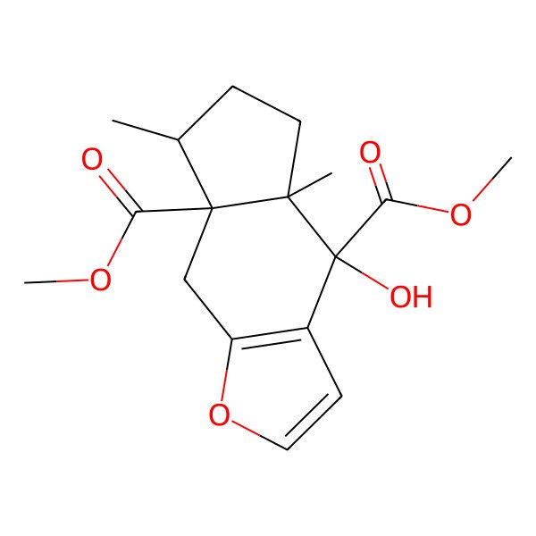 2D Structure of dimethyl (4R,4aR,7R,7aR)-4-hydroxy-4a,7-dimethyl-5,6,7,8-tetrahydrocyclopenta[f][1]benzofuran-4,7a-dicarboxylate