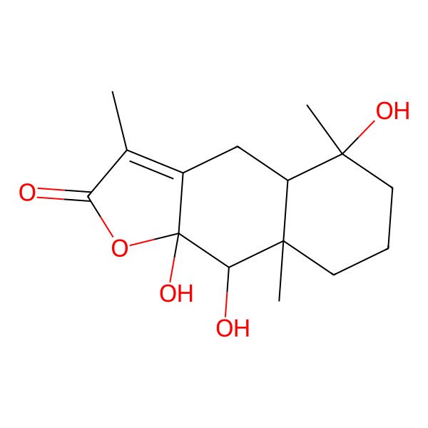 2D Structure of 5,9,9a-Trihydroxy-3,5,8a-trimethyl-4,4a,6,7,8,9-hexahydrobenzo[f][1]benzofuran-2-one